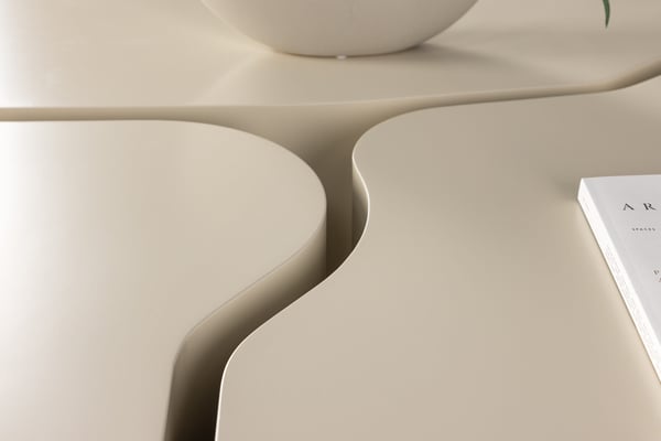 Sohvapöytä, Nordland, Pöytä 1: 95x70 cm, Pöytä 2: 74x60 cm, Pöytä 3: 40x40 cm, Beige