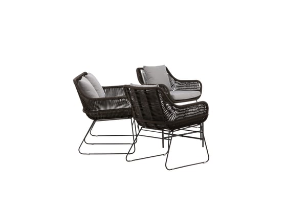 Oleskeluryhmä, Davao, Sohva: 73x133x73 cm, Pöytä: 70x40 cm, Tuoli: 73x70x73 cm, Tummanharmaa
