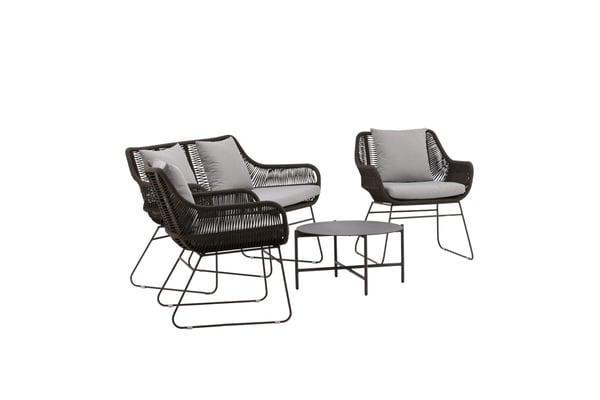 Oleskeluryhmä, Davao, Sohva: 73x133x73 cm, Pöytä: 70x40 cm, Tuoli: 73x70x73 cm, Tummanharmaa