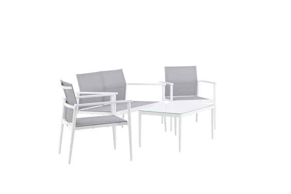 Sohvaryhmä, Break, Pöytä: 45x90x60 cm Tuoli: 63x81x59 cm Sohva: 63x81x135 cm, Valkoinen/Harmaa
