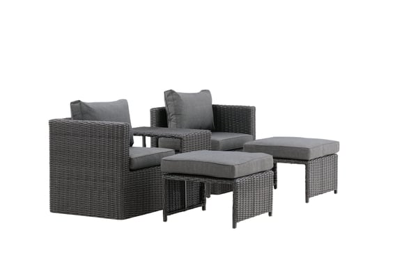 Sohvaryhmä, Nelikko, Tuoli: 64x66 cm, Sohva: 64x65,5 cm, Pöytä: 51x63 cm, Musta