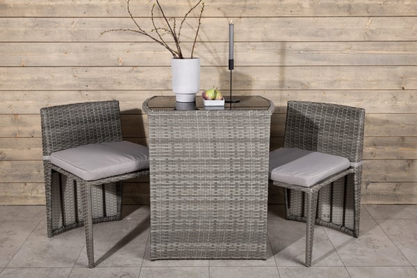 Kahvilasetti, Savanna, Pöytä: 75x66x50 cm Tuoli: 71x55x45 cm, Harmaa