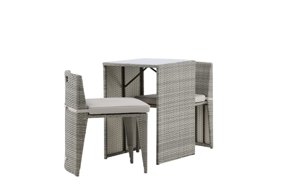 Kahvilasetti, Savanna, Pöytä: 75x66x50 cm Tuoli: 71x55x45 cm, Harmaa