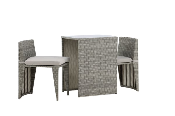 Kahvilasetti, Savanna, Pöytä: 75x66x50 cm Tuoli: 71x55x45 cm, Harmaa
