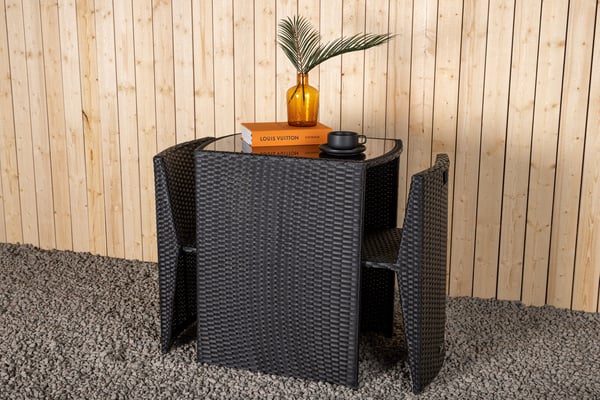 Kahvilasetti, Savanna, Pöytä: 75x66x50 cm Tuoli: 71x55x45 cm, Musta
