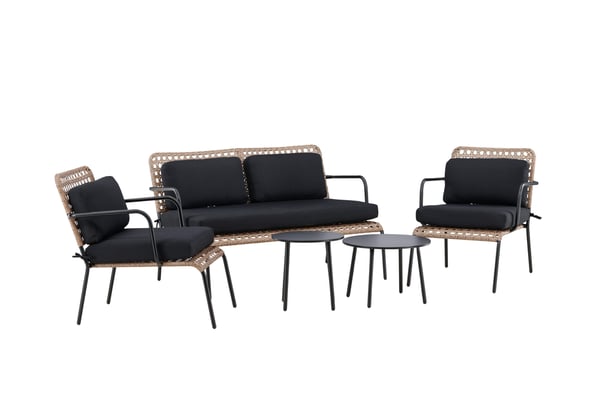 Sohvasetti, Paola, S:87 K:78 L:122 cm, Musta