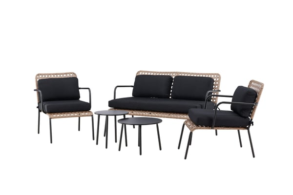 Sohvasetti, Paola, S:87 K:78 L:122 cm, Musta