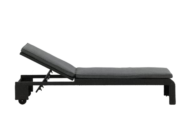 Aurinkovuode, London Sun Lounge, 196x60 cm, Musta
