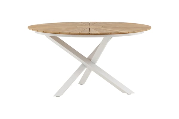Ruokapöytä, Mexico, ø140 cm, Valkoinen/Tiikki