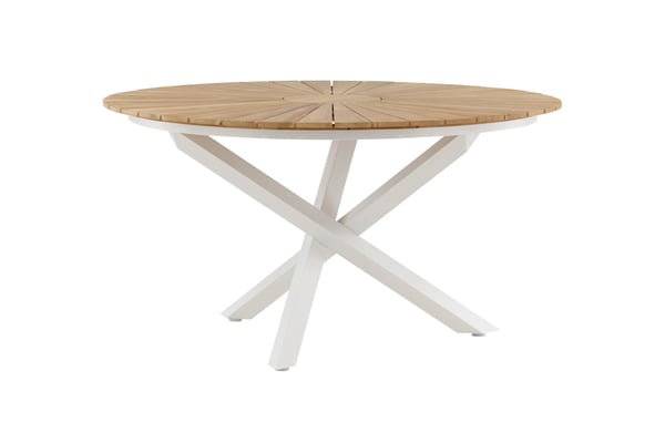Ruokapöytä, Mexico, ø140 cm, Valkoinen/Tiikki