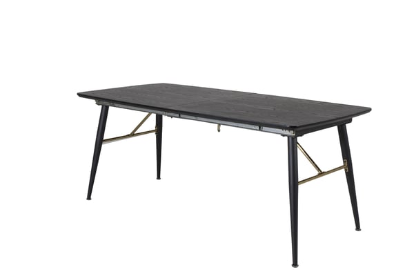 Ruokapöytä, kultainen jatke, 180x75x85 cm, musta