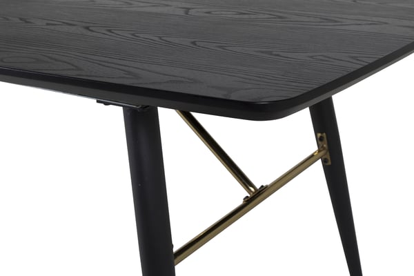 Ruokapöytä, kultainen jatke, 180x75x85 cm, musta