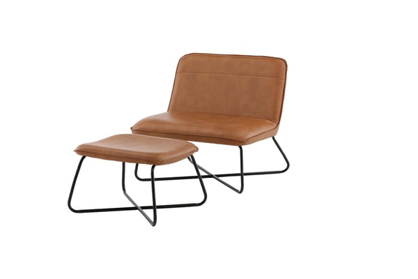 Nojatuoli ja jalkarahi setti, X-Lounge, 75x71x78 cm, Ruskea