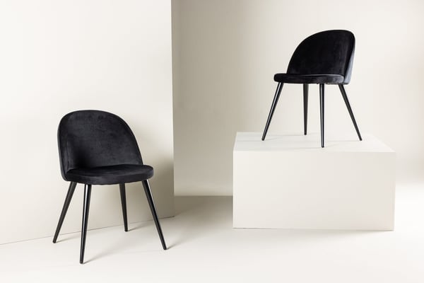 Ruokatuoli, Velvet Matstol 2 kpl, 57x50x76,5 cm, Musta