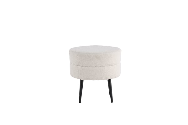 Istuin Puffi, Potkupallo Offwhite Teddy, 40x40 cm, Valkoinen