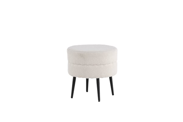 Istuin Puffi, Potkupallo Offwhite Teddy, 40x40 cm, Valkoinen