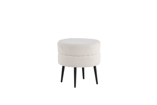 Istuin Puffi, Potkupallo Offwhite Teddy, 40x40 cm, Valkoinen