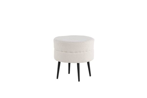 Istuin Puffi, Potkupallo Offwhite Teddy, 40x40 cm, Valkoinen