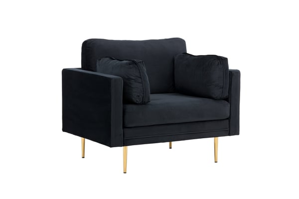 Nojatuoli, Boom Single Chair Velvet, 86x84x110 cm, Musta
