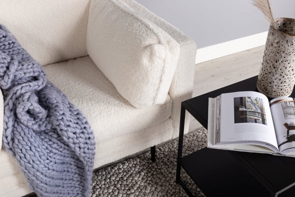 Nojatuoli, Boom Single Chair - Teddy, 86x84x110 cm, Valkoinen
