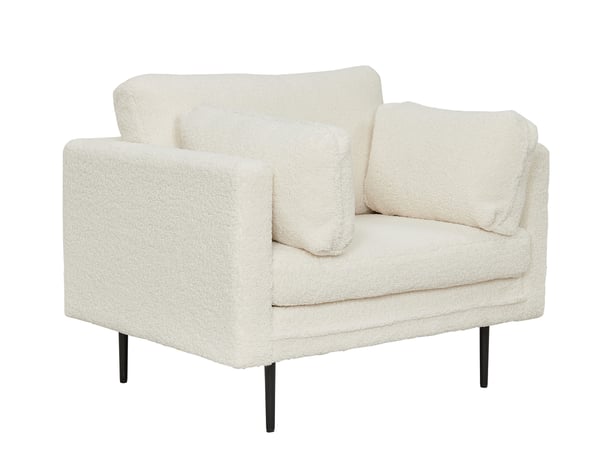 Nojatuoli, Boom Single Chair - Teddy, 86x84x110 cm, Valkoinen