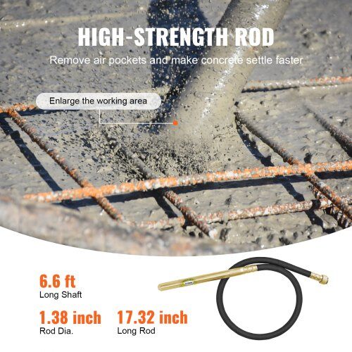 Betongvibrator 320x135x85 mm, 2 m axel, elektrisk, portabelt verktyg