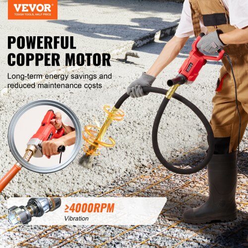 Betongvibrator 320x135x85 mm, 2 m axel, elektrisk, portabelt verktyg