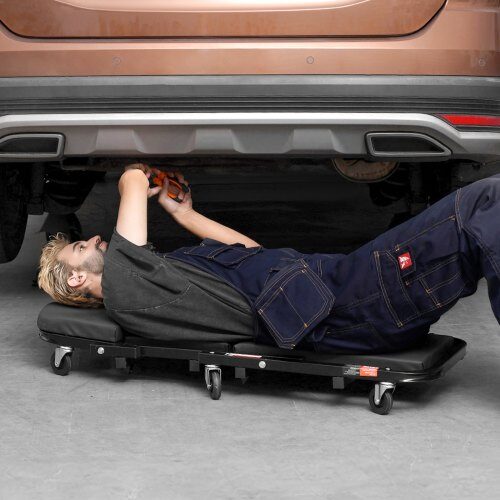 Garage krybestol, sammenklappelig Z-design, 102x41.5x15 cm, sort, stål