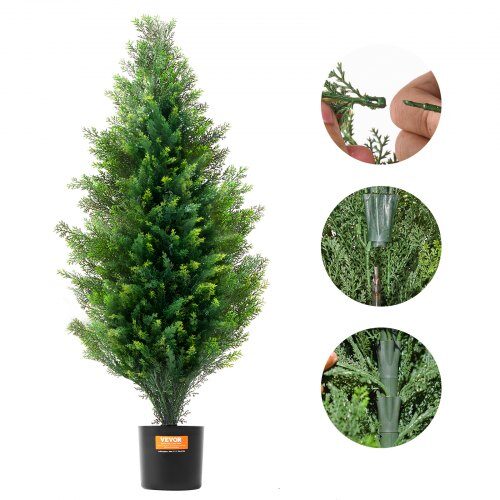 Konstgjord cederträdtopiary, 30x30x90 cm, grön, UV-beständig, 2-pack