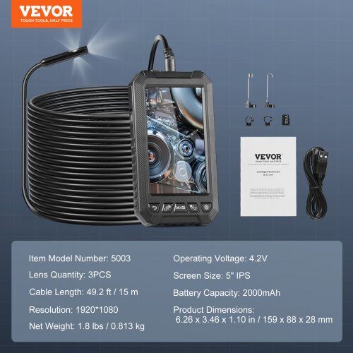 Endoskopkamera, Trelins Borescope, 1499.6x12.7 cm, Justerbara lampor