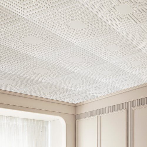 Loftplader, 61x61 cm, Hvid, PVC