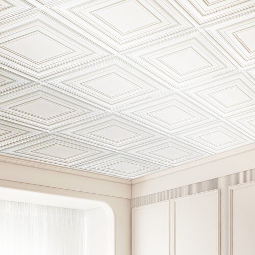 Loftplader, 61x61 cm, Hvid, PVC
