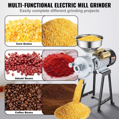 Kornmølle, Elektrisk Kommerciel Grinder 3000W, 50.5x25x70 cm, rustfrit stål