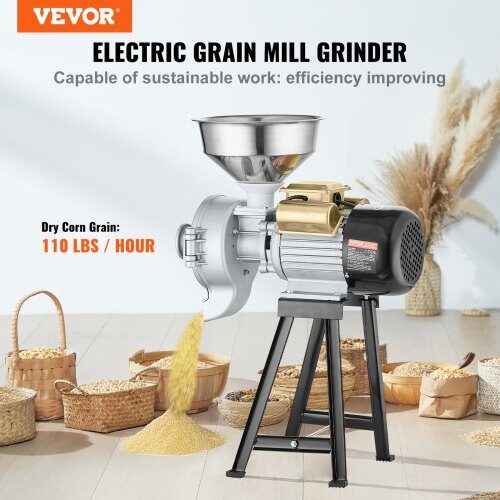 Kornmølle, Elektrisk Kommerciel Grinder 3000W, 50.5x25x70 cm, rustfrit stål