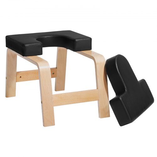 Yogabänk för huvudstående, träram, svart
