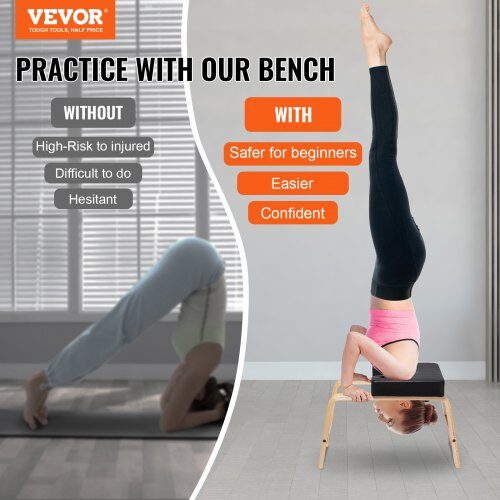 Yogabänk för huvudstående, träram, svart