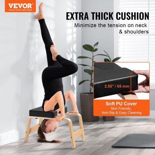 Yogabänk för huvudstående, träram, svart