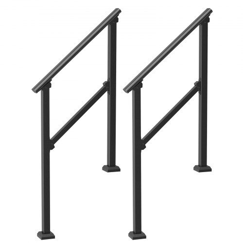 Handledare, 2 st utomhus trappräcke kit, 1030x84x920 mm, svart, kolstål