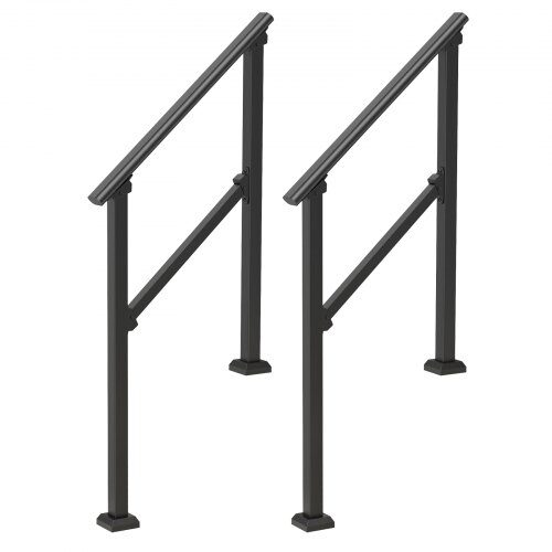 Handledare, 2 st utomhus trappräcke kit, 1030x84x920 mm, svart, kolstål