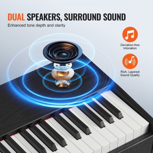 Digitalpiano, 88 fullt vägda tangenter, 131,7x32x78,5 cm, svart & vit, elektrisk