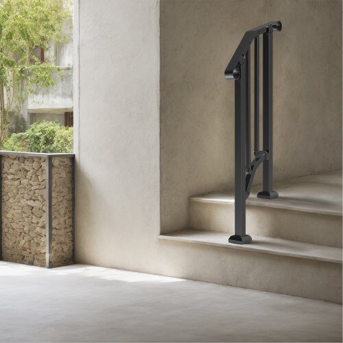 Handledare, Utomhus Trappräcke Kit, 153.5x8.4x99 cm, Svart, Kolstål