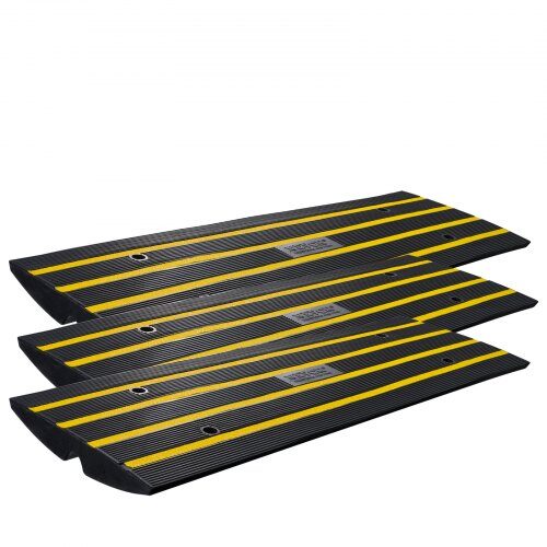 Kantstensramp, 3-pack, 122x40.5x6.5 cm, Svart, Gummi