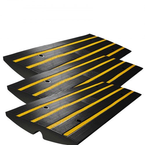 Kantstensramp, 3-pack, 122x40.5x6.5 cm, Svart, Gummi