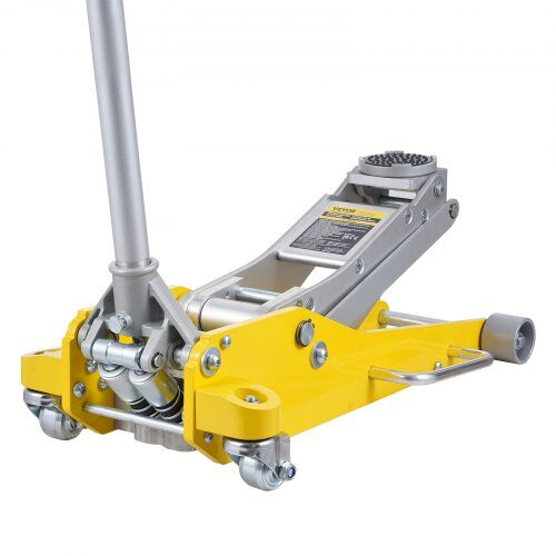 Lattiatunkki, 3 tonnin matalaprofiilinen alumiinihydraulinen, 670x320x210 mm, keltainen