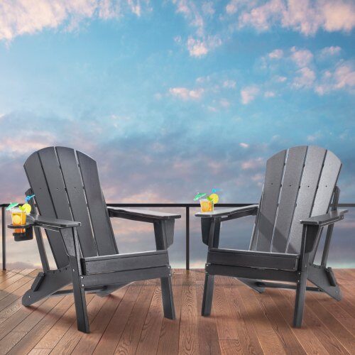 Adirondack stol sæt, 31.5x29.7x36 cm, grå, sammenklappelig plast