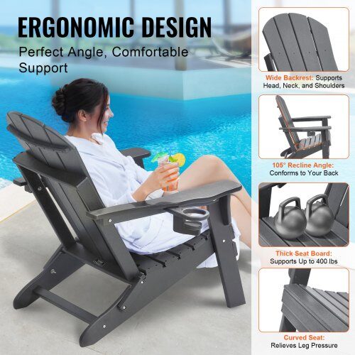 Adirondack stol sæt, 31.5x29.7x36 cm, grå, sammenklappelig plast