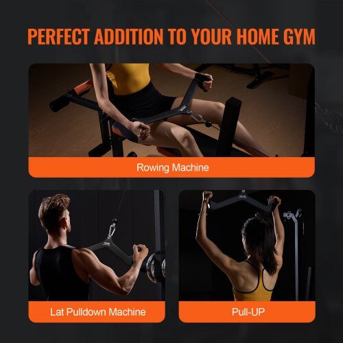 Lat Pulldown-tillbehörssats, 5 delar, svart, massivt stål