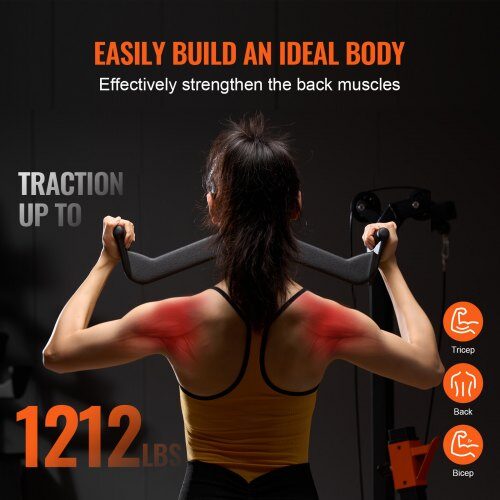 Lat Pulldown-tillbehörssats, 5 delar, svart, massivt stål