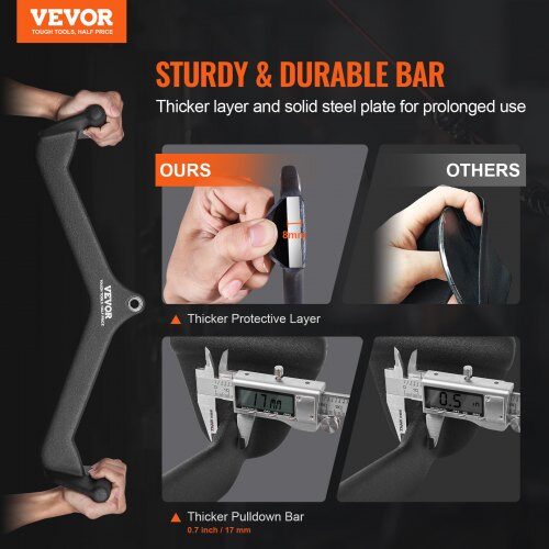 Lat Pulldown-tillbehörssats, 5 delar, svart, massivt stål