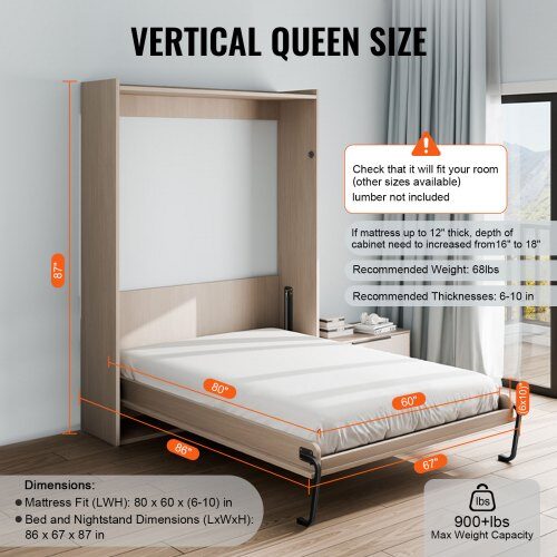 Murphy-sengsæt, Vertikal Queen Size 218.5x170x221 cm, Sort, Sammenklappelig Stål